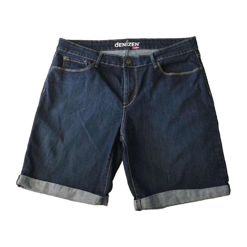 Denizen from Levi's Shorts Woman 16 Denim Stretch Cuffed Dark Wash Mid Rise‎
